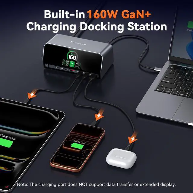 Alt view image 4 of 4 - Docking Station, 13-in-1 Laptop Docking Station Dual 4K Monitor with HDMI, 100W PD Ports, 10Gbps USB A/C, LCD Smart Display, Gigabit Ethernet, 160W Max Output for Dell, HP, Lenovo and More
