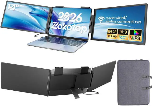 Main image of One Cable No Driver Laptop Screen Extender, 14" FHD IPS Ultra-Slim Triple Portable Monitor, 1-Min Setup Single USB-C HDMI Wi-Fi Plug & Play Travel Monitor for 13"-16.5" Windows & MacBook