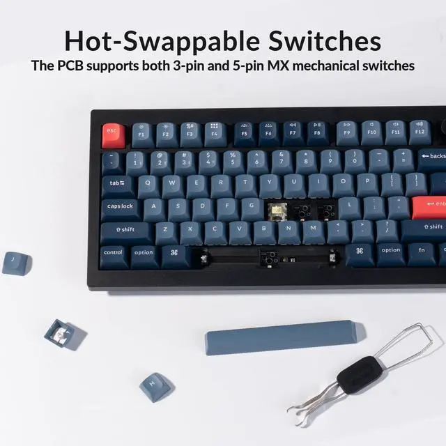 Alt view image 4 of 4 - V3 Max TKL Wireless Mechanical Keyboard, QMK/VIA RGB Bluetooth/2.4 GHz/Wired, 87 Keys Hot-Swappable with Gateron Banana Switch, Compatible with Mac Windows Linux