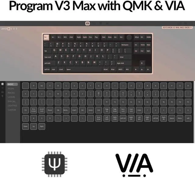Alt view image 2 of 4 - V3 Max TKL Wireless Mechanical Keyboard, QMK/VIA RGB Bluetooth/2.4 GHz/Wired, 87 Keys Hot-Swappable with Gateron Brown Switch, Compatible with Mac Windows Linux