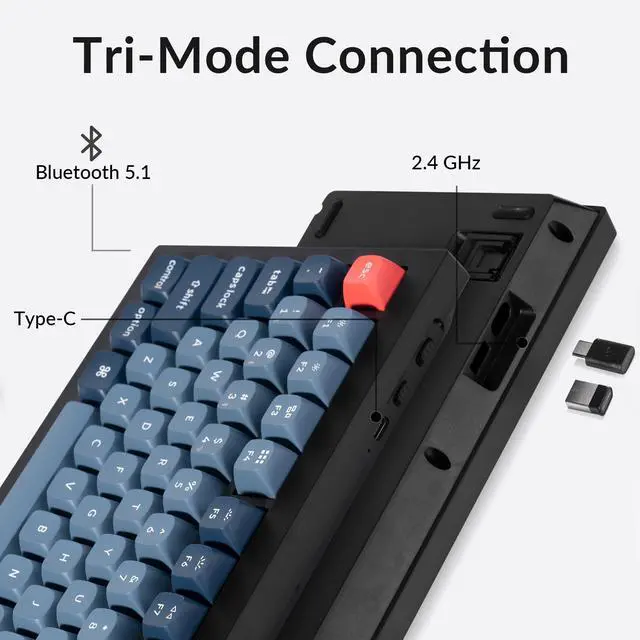 Alt view image 3 of 4 - V3 Max TKL Wireless Mechanical Keyboard, QMK/VIA RGB Bluetooth/2.4 GHz/Wired, 87 Keys Hot-Swappable with Gateron Brown Switch, Compatible with Mac Windows Linux