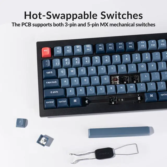 Alt view image 4 of 4 - V3 Max TKL Wireless Mechanical Keyboard, QMK/VIA RGB Bluetooth/2.4 GHz/Wired, 87 Keys Hot-Swappable with Gateron Brown Switch, Compatible with Mac Windows Linux