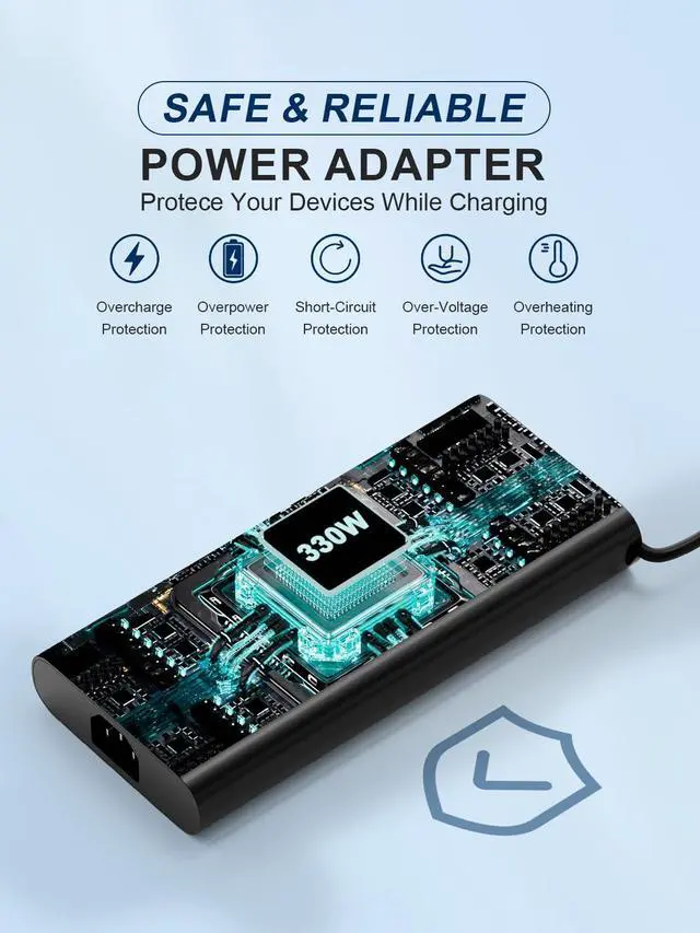 Alt view image 2 of 4 - New Slim 330W AC Adapter for Dell Alienware X17 R1 R2, X16, M18 R1, Area-51M R2, 17 R4 R5, M16, 330 Watt Laptop Charger Power Supply, 7.4mm Tip