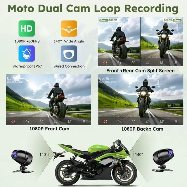 Alt view image 4 of 4 - W712DT for Motorcycle CarPlay & Android Auto & TPMS - HD1080p Dash Cam, 7-inch Waterproof Rotatable Touchscreen for Navigation, Bluetooth, Loop Recording, Wired Controller