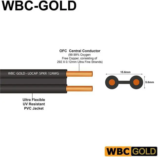 Alt view image 2 of 4 - 25 Foot WBC-GOLD-LOCAP-SPKR-12 AWG - Low-Capacitance - Low-Inductance - High Purity OFC - Audiophile HiFi Speaker Cable Pair with Eminence Gold Banana (x2) & Spade (x2) Plugs
