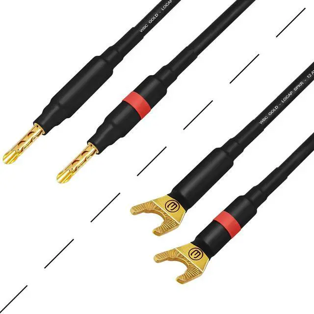 Alt view image 4 of 4 - 25 Foot WBC-GOLD-LOCAP-SPKR-12 AWG - Low-Capacitance - Low-Inductance - High Purity OFC - Audiophile HiFi Speaker Cable Pair with Eminence Gold Banana (x2) & Spade (x2) Plugs