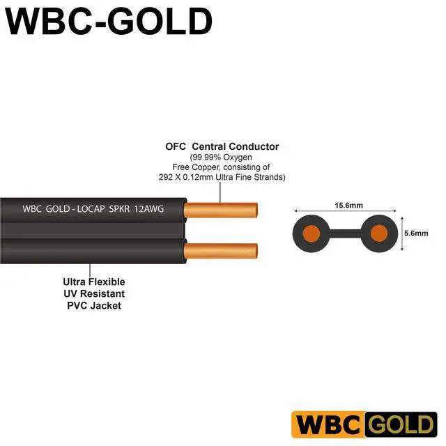Alt view image 2 of 4 - 25 Foot WBC-GOLD-LOCAP-SPKR-12 AWG - Low-Capacitance - Low-Inductance - High Purity OFC - Audiophile HiFi Speaker Cable Pair with Eminence Gold Banana Plugs