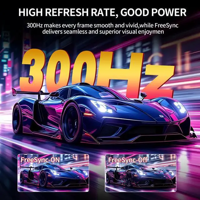Alt view image 4 of 4 - 24.5 inch 300Hz Gaming Monitor, FHD PC Monitor Built-in Speakers, 1080p Computer Screen for Home Office Business, DP, HDMI, Compatible with Wall mounting 75 * 75MM - Black