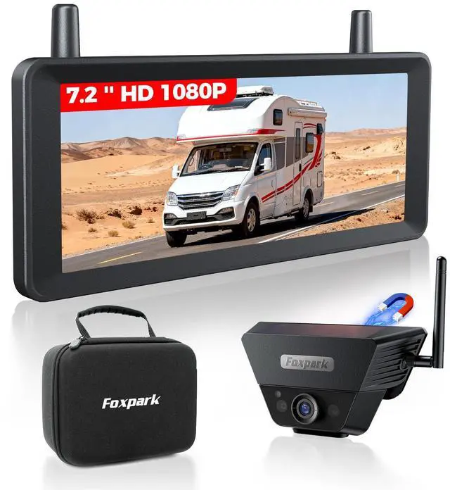 Main image of Wireless Backup Camera Solar Magnetic: 7.2" 1080P HD Split-Screen Monitor with Strong Signal, 1Min Easy Install, DVR Recording, Portable Storage Bag, Back up Camera for RV, Truck, Trailer, Camper