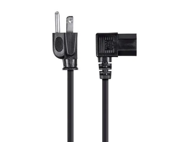 Alt view image 2 of 3 - 15ft 14AWG Right Angle Power Cord Cable w/ 3 Conductor PC Power Connector Socket (C13/5-15P) - Black