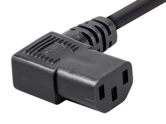 Alt view image 3 of 3 - 15ft 14AWG Right Angle Power Cord Cable w/ 3 Conductor PC Power Connector Socket (C13/5-15P) - Black