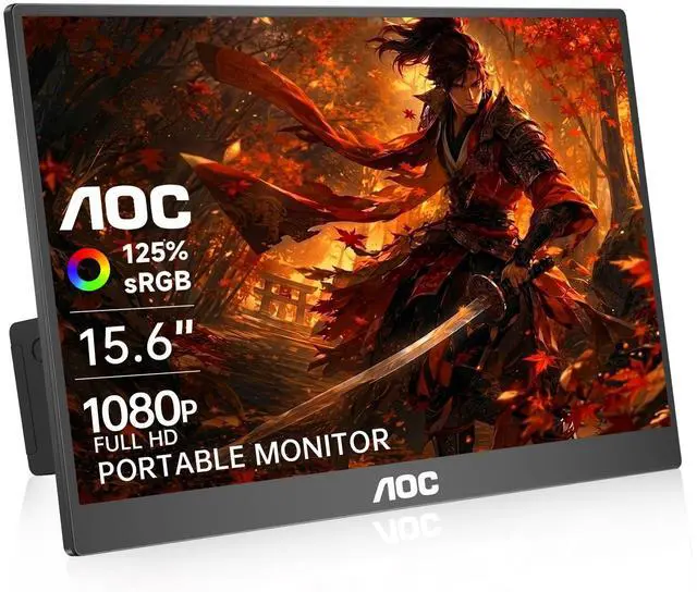 Main image of Portable Monitor 15.6'' FHD 1080P IPS 125% sRGB, USB-C HDMI Travel Monitor for Laptop, Ultra Slim External Second Screen for Work, Gaming, Mac, PS5, Xbox, Switch with Speakers & HDR, Black