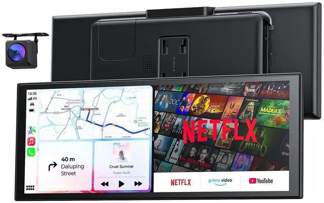 Main image of 10.26 Carplay Screen for Car with Net-Flix YouTube, Portable 60FPS Wireless Car Play Tablet for Apple CarPlay & Android Auto, 1080P Backup Camera, OTA, Dual Bluetooth, Voice Control, Navigation