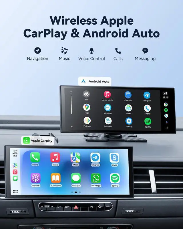 Alt view image 3 of 4 - 10.26 Carplay Screen for Car with Net-Flix YouTube, Portable 60FPS Wireless Car Play Tablet for Apple CarPlay & Android Auto, 1080P Backup Camera, OTA, Dual Bluetooth, Voice Control, Navigation