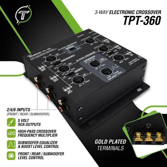 Alt view image 2 of 6 - 3-Way Electronic Crossover Remote Subwoofer Control Equalizer TPT-360