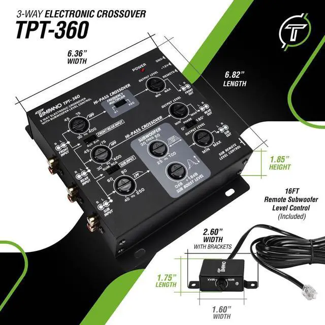 Alt view image 4 of 6 - 3-Way Electronic Crossover Remote Subwoofer Control Equalizer TPT-360