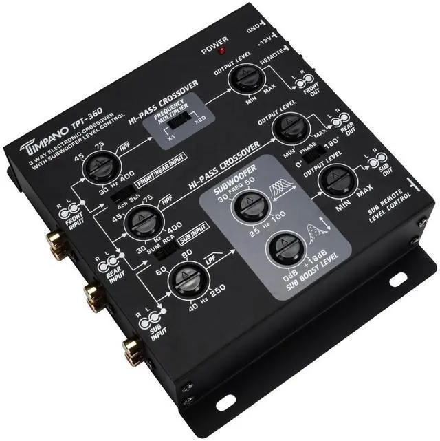Alt view image 5 of 6 - 3-Way Electronic Crossover Remote Subwoofer Control Equalizer TPT-360