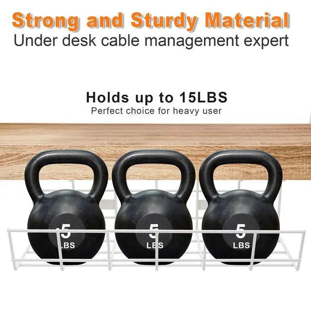 Alt view image 4 of 4 - Under Desk Cable Management- 6 Pack Cord Organizer. Metal Wire Cable Management Tray for Office, Studio and Home. Super Sturdy Under Table Cable Managements - White Cable Organizer
