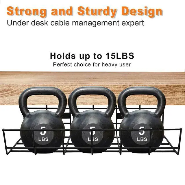 Alt view image 4 of 4 - Under Desk Cable Management- 6 Pack Cord Organizer. Metal Wire Cable Management Tray for Office, Studio and Home. Super Sturdy Under Table Cable Managements - Black Cable Organizer