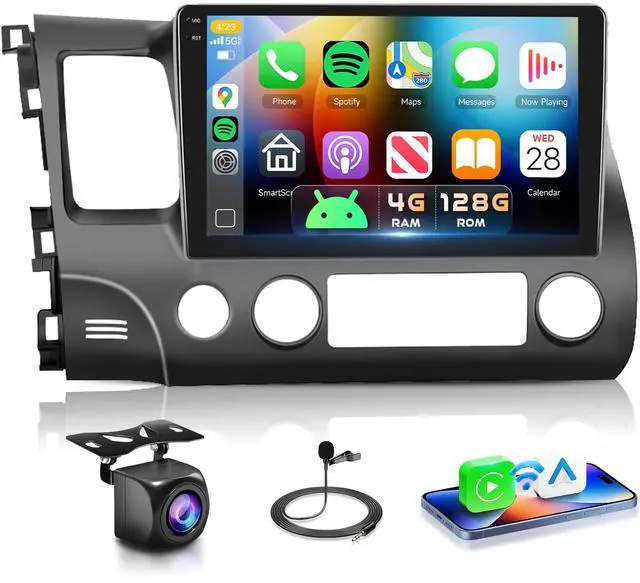 Main image of 4G 128G Car Stereo for Honda Civic 2006 2007 2008 2009 2010 2011 Radio,10.1" Incell Touchscreen Wireless Carplay Android Auto 36EQ Bluetooth 5.0 Android 15 GPS WiFi FM/RDS Backup Camera