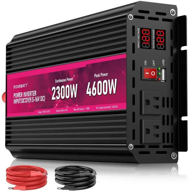 Main image of 2300W Power Inverter,12V DC to AC 110V120V Peak Power 4600W with 2AC Outlets and 2.4USB Port,LCD Display Car Inverter for Power Converter Outdoor Activities,Emergency,Vehicles Truck RV Solar System