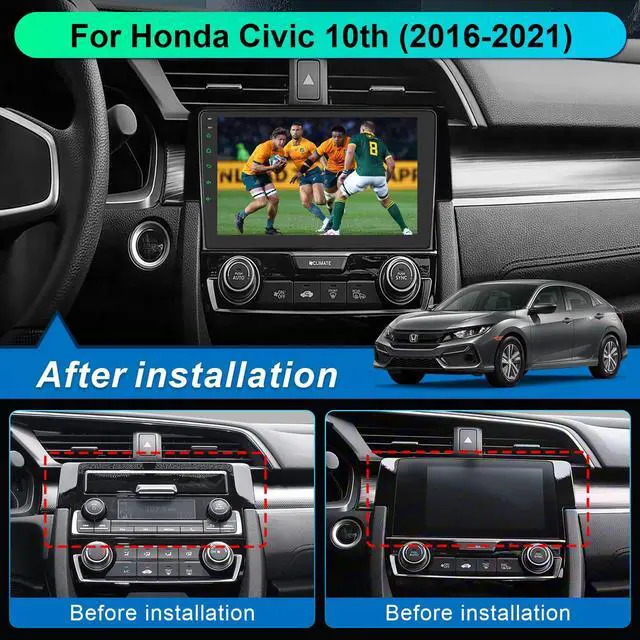 Alt view image 2 of 4 - Car Stereo 64G Radio for Honda 2016 2017 2018 2019 2020 2021 with Wireless Carplay & Android Auto,9.2 Inch 1080P Touch Screen for Civic Radio with Android 13 Bluetooth GPS Navi Mirror Link SWC