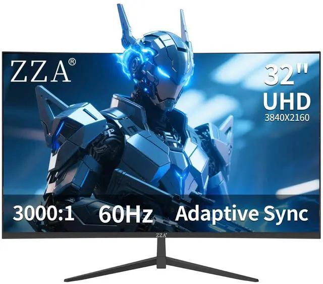 Main image of 32 Inch Monitor, 4K UHD 3840x2160, 60Hz, 3000R VA Display, Adaptive, 100% sRGB, HDMI 2.1, DisplayPort 1.4, Adaptive Sync,100x100MM VESA Wall Mountable, Black