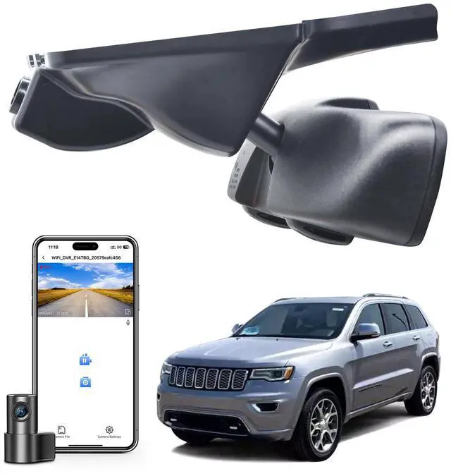 Main image of Front 4K & Rear 1080p Dash Cam Custom Fit for Jeep Grand Cherokee 2016 2017 2018 2019 2020 2021, WK 2022 (Model C), Laredo Laredo X Overland Summit Trackhawk, OEM Look, WiFi & App,128GB Card