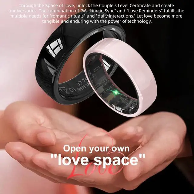 Alt view image 2 of 4 - Ceramic Smart Ring, Sleep & Stress Tracker for Women Men,Pink, Size 6