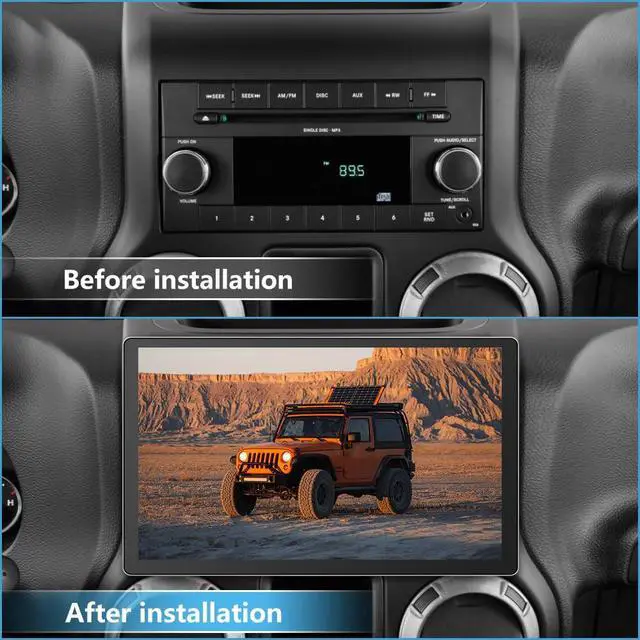 Alt view image 2 of 4 - 6GB 128GM Car Radio Stereo for Jeep Wrangler JK 2007-2018 Dodge Ram 2009-2012 with Wireless CarPlay Android Auto 11.5 Inch QLED Screen