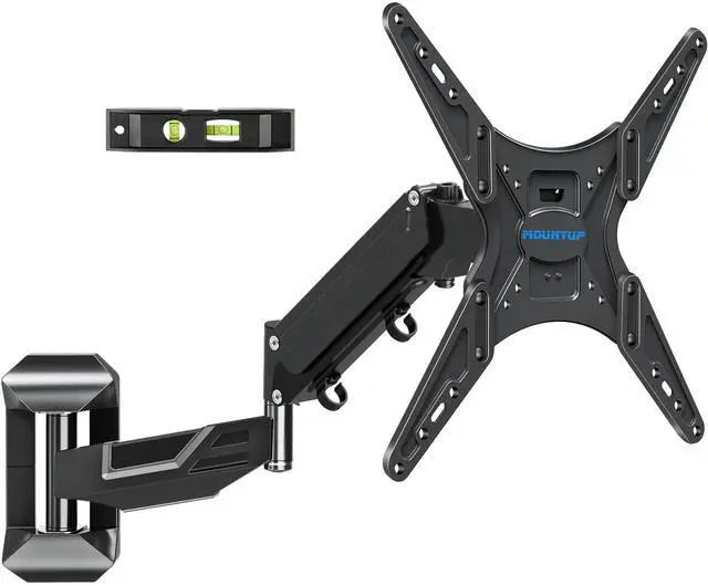 Main image of Height Adjustable TV Wall Mount for 26-55 Inch TVs, Gas Spring Full Motion Articulating TV Bracket with Smooth Swivel Tilt & Safe Corner Installation, 400x400mm VESA, 11-66 lbs, Textured Black