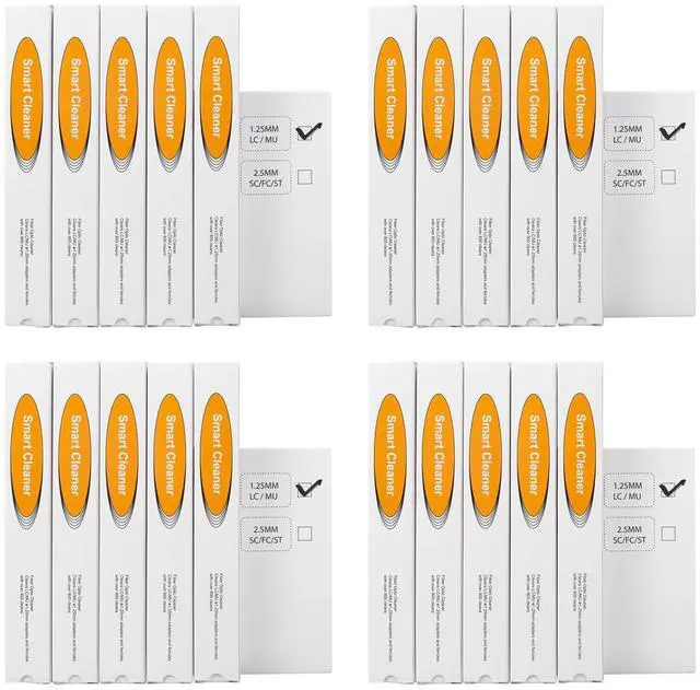 Main image of 20pcs Fiber Optic Cleaning Pen for LC/MU 1.25mm Connector, Over 800 Cleans, Fiber End Face & Optical Connector Cleaner