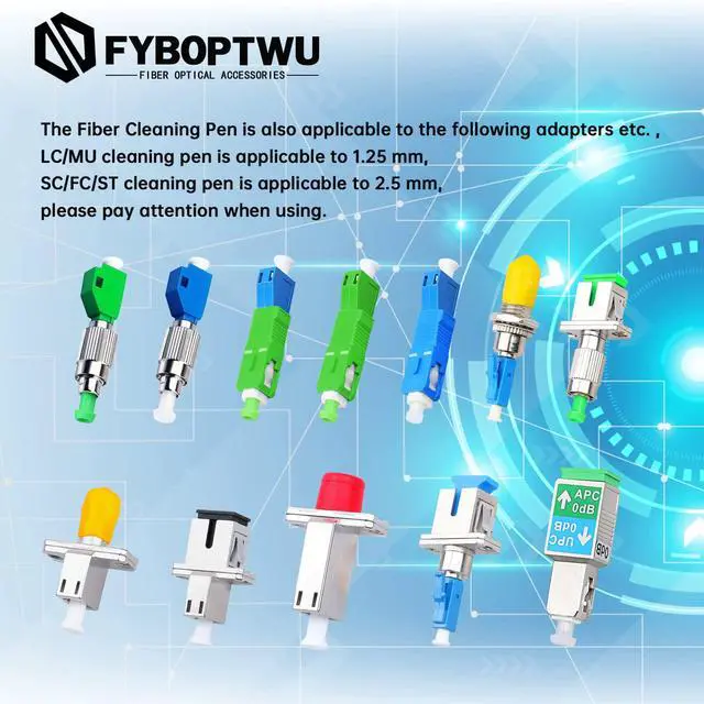 Alt view image 3 of 3 - 20 pcs Fiber Optic Cleaner Fiber Optic Tools Cleaning Pen for SC, FC & ST 2.5mm Connector, Fiber Cleaner Pen - 800+ Endface & Optical Connector Cleans