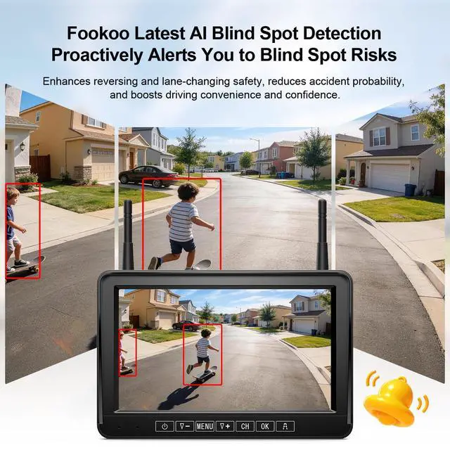 Alt view image 3 of 4 - Dual Magnetic Solar Wireless Backup Camera, 7" DVR Monitor with BSD HD 1080P Portable 2 Rear View Cameras Night Vision Waterproof for Truck Trailer Pickup RV Camper Trailer Tractor DTC702