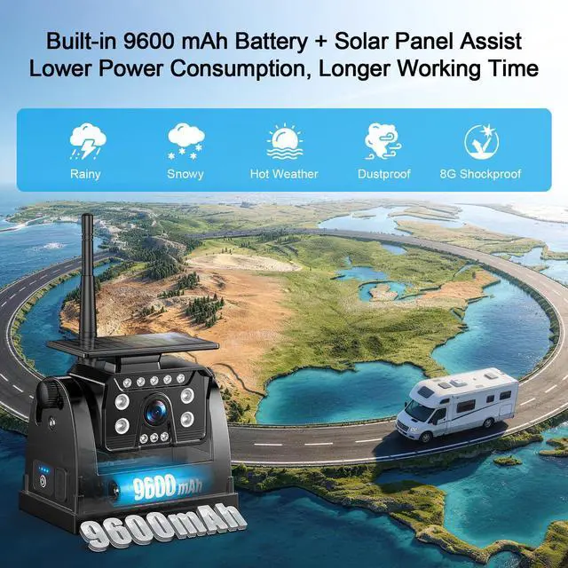 Alt view image 4 of 4 - Dual Magnetic Solar Wireless Backup Camera, 7" DVR Monitor with BSD HD 1080P Portable 2 Rear View Cameras Night Vision Waterproof for Truck Trailer Pickup RV Camper Trailer Tractor DTC702
