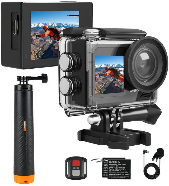 Main image of SVGo2 4K30FPS Underwater Camera, EIS 2.0 Dual Touch-Screen Waterproof Camera Underwater, 50MP 5X Zoom, Remote Action Camera with Floating Selfie Stick, 2 Batteries for Snorkeling, Surfing