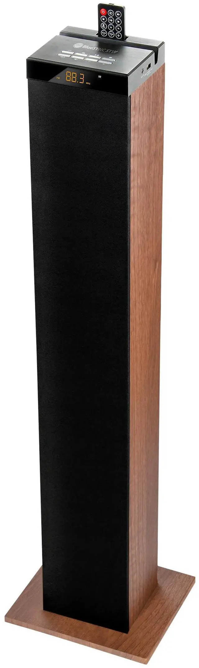 Main image of Bluetooth Tower Speaker with Subwoofer Built in - Floorstanding Home Speaker with Powerful Bass and Dual Drivers, 120W Peak Power, MP3 3.5mm Aux, USB 2.0 Port Flash Drive, FM Radio (Walnut)