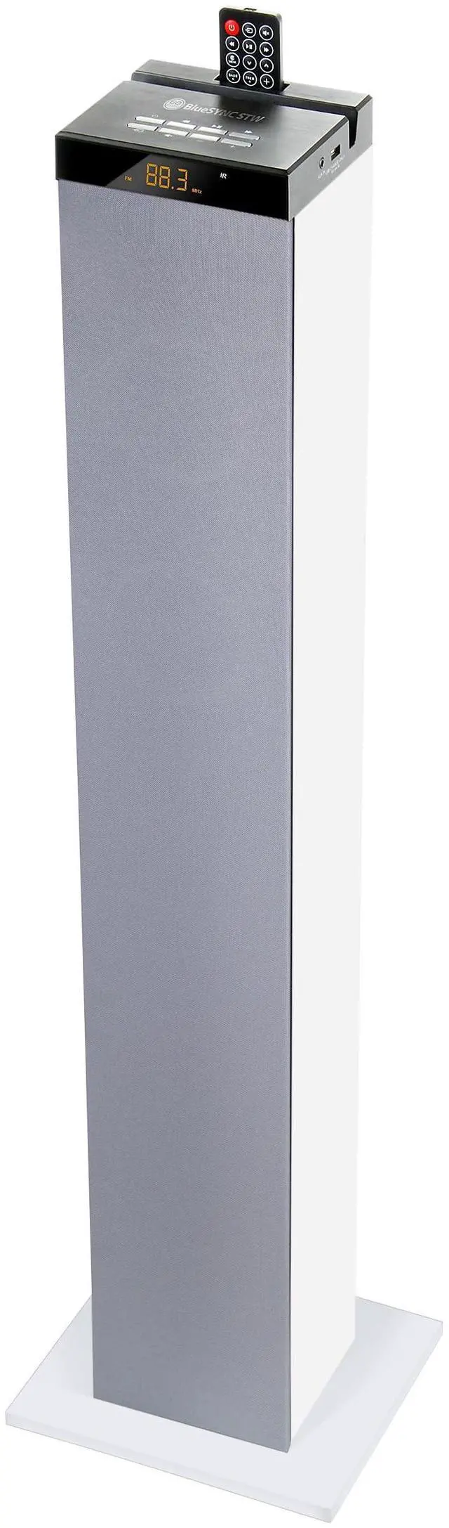 Main image of Bluetooth Tower Speaker with Subwoofer Built in - Floorstanding Home Speaker with Powerful Bass and Dual Drivers, 120W Peak Power, MP3 3.5mm Aux, USB 2.0 Port Flash Drive, FM Radio (White)