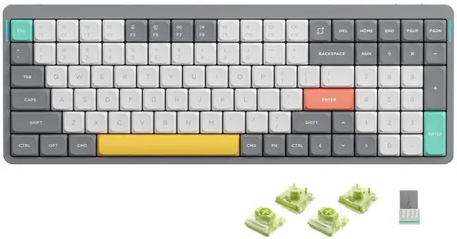 Main image of Air96 V2 Wireless Mechanical Keyboard,100 Keys RGB Backlit Keyboard,Supports Bluetooth 5.1,2.4G and Wired Connection,for PC/Laptop/Windows/Mac -Grey Gateron Aloe Switch