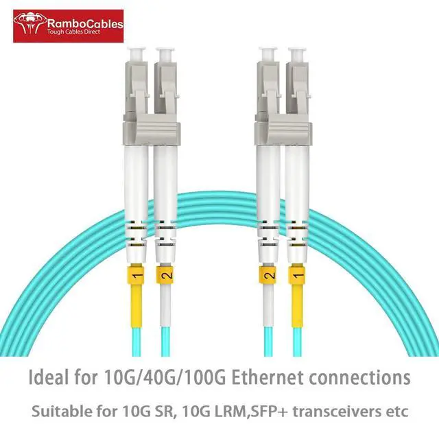 Alt view image 2 of 4 - LC to LC OM3 Multimode Fiber, 300ft(92m) Fiber Patch Cables, Options 7inch~500ft, Duplex 10G LSZH, (2pack)