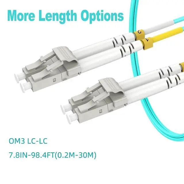Alt view image 3 of 4 - LC to LC OM3 Multimode Fiber, 300ft(92m) Fiber Patch Cables, Options 7inch~500ft, Duplex 10G LSZH, (2pack)