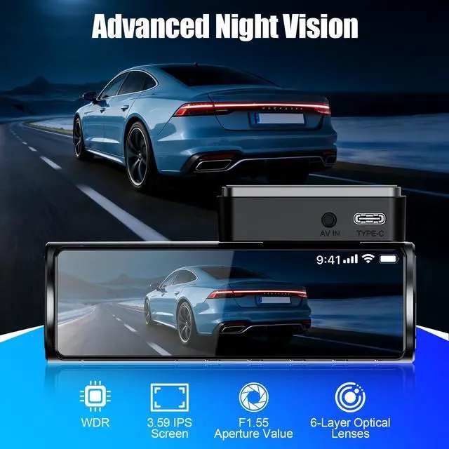 Alt view image 3 of 4 - 4K Dash Cam Front and Rear,Dual Dash Camera for Cars with 5.8GHz WiFi GPS,Night Vision,Mini Dash Cam with 3.59" IPS Screen,24H Parking Mode,G-Sensor,Loop Recording,64GB SD Card Included