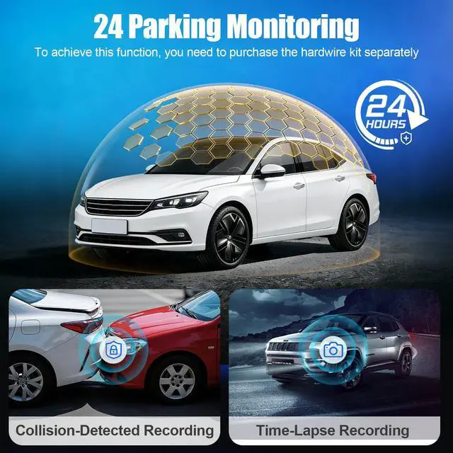 Alt view image 4 of 4 - 4K Dash Cam Front and Rear,Dual Dash Camera for Cars with 5.8GHz WiFi GPS,Night Vision,Mini Dash Cam with 3.59" IPS Screen,24H Parking Mode,G-Sensor,Loop Recording,64GB SD Card Included