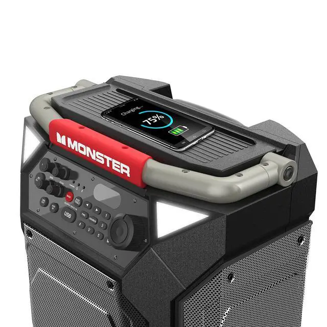 Alt view image 4 of 4 - Rockin' Roller 270 Portable Indoor/Outdoor Wireless Speaker, 200 Watts, Up to 100 Hours Playtime, IPX4 Water Resistant, Qi Charger, Connect to Another TWS Speaker (Slate)