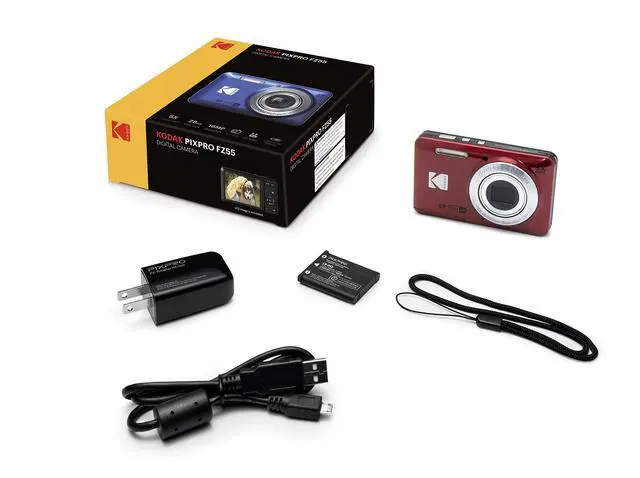 Alt view image 3 of 6 - Kodak PIXPRO FZ55, 16MP 28mm Wide-Angle Digital Camera (Red) + Accessories Bundle