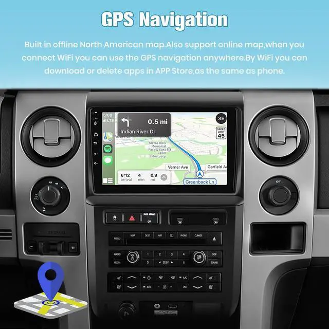 Alt view image 3 of 4 - 5G WiFi Car Radio Stereo for Ford F150 2009-2012,9" HD IPS Touch Display,Wireless CarPlay/Android Auto,GPS DSP RDS,Upgrade Bluetooth 5.0 AM/FM Stereo 2GB RAM 32GB ROM High-end
