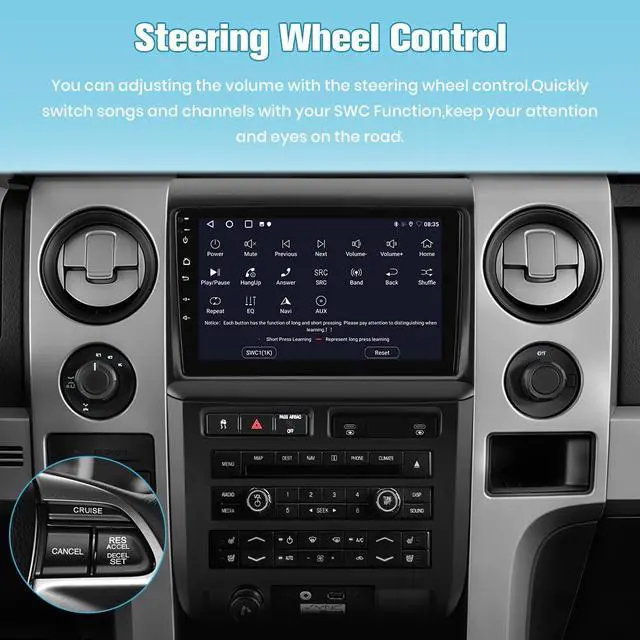 Alt view image 4 of 4 - 5G WiFi Car Radio Stereo for Ford F150 2009-2012,9" HD IPS Touch Display,Wireless CarPlay/Android Auto,GPS DSP RDS,Upgrade Bluetooth 5.0 AM/FM Stereo 2GB RAM 32GB ROM High-end