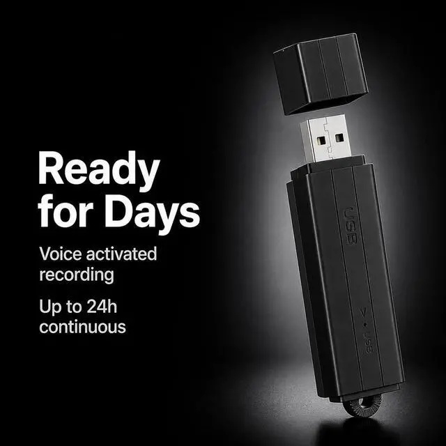 Alt view image 4 of 6 - USB Voice Recorder 24 Hours Continuous Recording, 288 Hours Storage Capacity, Easy File Access, Compact for Meetings and Lectures