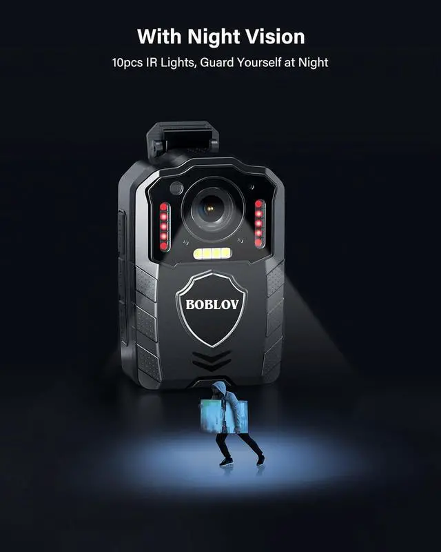 Alt view image 4 of 4 - KJ25 1080P Body Camera,3000mAh Large Battery for 13 Hours Video Shooting with Audio, Night Vision Body Cam with Pre/Post-Recording, Multiple Use for Law Enforcement(64G Included)