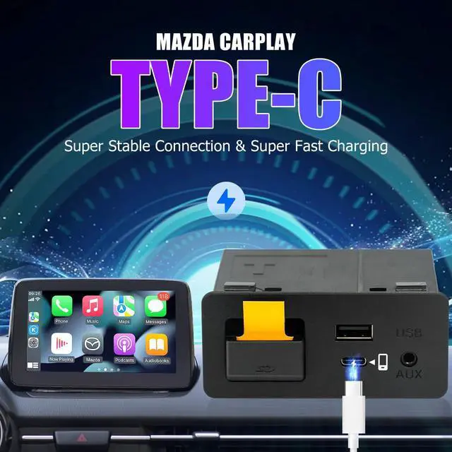 Alt view image 2 of 4 - Mazda Carplay and Android Auto Retrofit Kit, TK78-66-9U0C OEM Media Hub Fits to MZD Connect System, Compatible with Mazda 2/3/6/CX3/CX5/CX9/MX5 2015-2020 Year(Type-c Fast Charging Interface)
